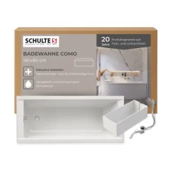 Badewanne Schulte Como 180x80 cm Komplettset mit Wannenträger und Ab- und Überlaufgarnitur
