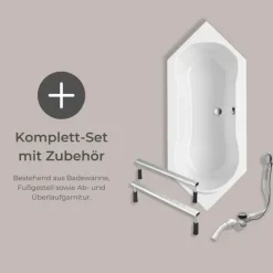 Badewanne Schulte Fluvia 190x80 cm Komplettset mit Fußgestell und Ab- und Überlaufgarnitur
