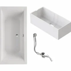 Badewanne Schulte Onda 190x90 cm Komplettset mit Wannenträger und Ab- und Überlaufgarnitur