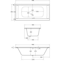 Badewanne Schulte Onda 190x90 cm Komplettset mit Wannenträger und Ab- und Überlaufgarnitur