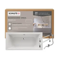 Badewanne Schulte Onda 190x90 cm Komplettset mit Fußgestell und Ab- und Überlaufgarnitur