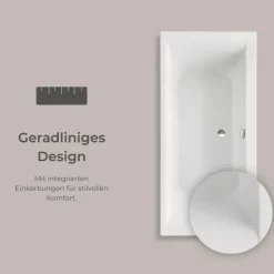 Badewanne Schulte Onda 190x90 cm Komplettset mit Fußgestell und Ab- und Überlaufgarnitur