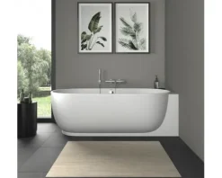 Badewanne DURAVIT Luv oval Ecke rechts 95 x 185 cm mit nahtloser Verkleidung und Fußgestell weiß matt 700432000000000