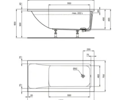 Badewanne Ideal Standard Connect Air 70 x 150 cm weiß glänzend T361301