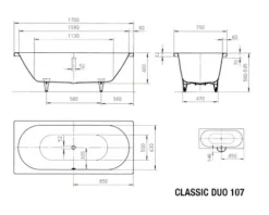 Badewanne KALDEWEI Classic Duo 107 75 x 170 cm alpinweiß glänzend 290700010001