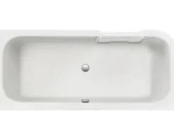 Badewannen Set OTTOFOND Free-Gate 80 x 180 cm linke Ecke abgerundet weiß glänzend mit Ab- und Überlaufgarnitur mit Wassereinlauf 703916