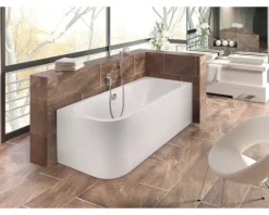 Badewannen Set OTTOFOND Spirit 80 x 180 cm linke Ecke abgerundet weiß glänzend 703923