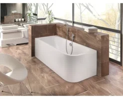 Badewannen Set OTTOFOND Spirit 80 x 180 cm rechte Ecke abgerundet weiß glänzend 703927