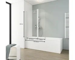 Badewannenaufsatz 2-teilig SCHULTE Komfort ExpressPlus 115 x 140 cm Klarglas Profilfarbe weiß EP1653 04 50 140
