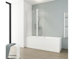 Badewannenaufsatz 2-teilig SCHULTE Komfort ExpressPlus 115 x 140 cm Klarglas Profilfarbe weiß EP1653 04 50 140