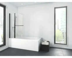 Badewannenaufsatz 2-teilig Aurlane Black Spirit 2 100 x 140 cm Klarglas Profilfarbe schwarz BWF285