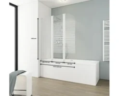 Badewannenaufsatz 3-teilig SCHULTE Komfort ExpressPlus 124,5 x 140 cm Klarglas Profilfarbe weiß EP1654 04 72 140