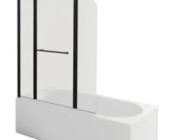 Badewannenaufsatz 3-teilig Aurlane Black Spirit 3 125 x 140 cm Klarglas Profilfarbe schwarz BWF385