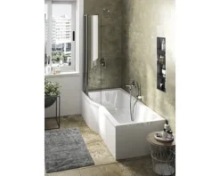Badewannenaufsatz 2-teilig Ideal Standard Connect Air 89 x 142 cm Klarglas Profilfarbe silber E1137EO