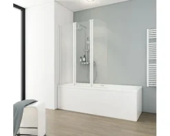 Badewannenaufsatz 3-teilig SCHULTE Komfort ExpressPlus 125 x 140 cm Klarglas Profilfarbe weiß EP1654 04 50 140
