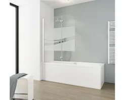 Badewannenaufsatz 2-teilig SCHULTE Komfort ExpressPlus 112 x 140 cm Glasdekor Liane Profilfarbe chromoptik EP3353 41 97 140