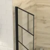 Badewannenaufsatz 1-teilig Aurlane Bricks 80 x 140 cm Klarglas Profilfarbe schwarz FAC688