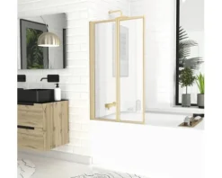 Badewannenaufsatz 2-teilig Aurlane Duo 70 x 120 cm Klarglas Profilfarbe gold FAC742