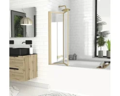 Badewannenaufsatz 2-teilig Aurlane Duo 70 x 120 cm Klarglas Profilfarbe gold FAC742