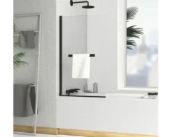 Badewannenaufsatz 1-teilig Aurlane Essential Black 70 x 120 cm Klarglas Profilfarbe schwarz FAC798