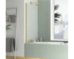 Badewannenaufsatz 1-teilig Aurlane Essential Gold 80 x 140 cm Klarglas Profilfarbe gold FAC741