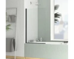 Badewannenaufsatz 1-teilig Aurlane Essential 70 x 120 cm Klarglas Profilfarbe schwarz FAC734