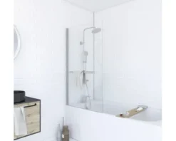 Badewannenaufsatz 1-teilig Aurlane Prime Chrom 85 x 150 cm Klarglas Profilfarbe chrom FAC274
