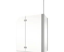 Badewannenaufsatz 2-teilig mit Seitenwand SCHULTE Komfort ExpressPlus 114,6 x 140 cm Klarglas Profilfarbe aluminium EP3380 01 50 140