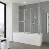 Badewannenaufsatz 3-teilig mit Seitenwand SCHULTE Komfort 1290,0 x 140 cm Glasdekor Tropfen Profilfarbe aluminium D1603-B 01 01 140
