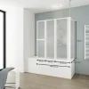 Badewannenaufsatz 3-teilig mit Seitenwand SCHULTE Komfort 128,8 x 140 cm Glasdekor Tropfen Profilfarbe weiß D1511 04 01 140