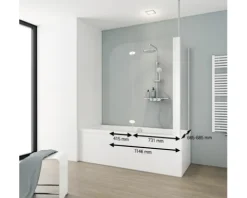 Badewannenaufsatz 2-teilig mit Seitenwand SCHULTE Komfort 114,5 x 140 cm Klarglas Profilfarbe weiß D 2656 04 50 140