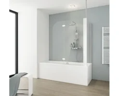 Badewannenaufsatz 2-teilig mit Seitenwand SCHULTE Komfort 114,5 x 140 cm Klarglas Profilfarbe weiß D 2656 04 50 140