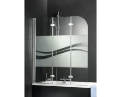 Badewannenaufsatz 3-teilig SCHULTE Komfort ExpressPlus 125 x 140 cm Glasdekor Liane Profilfarbe aluminium EP3354 01 97 140