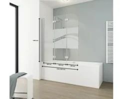 Badewannenaufsatz 3-teilig SCHULTE Komfort ExpressPlus 125 x 140 cm Glasdekor Liane Profilfarbe aluminium EP3354 01 97 140