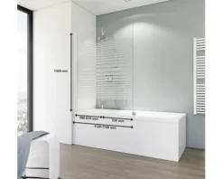 Badewannenaufsatz 2-teilig SCHULTE Komfort ExpressPlus 112 x 140 cm Glasdekor Querstreifen Profilfarbe weiß EP3396 04 72