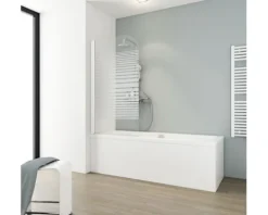 Badewannenaufsatz 1-teilig SCHULTE Komfort ExpressPlus 80 x 140 cm Glasdekor Querstreifen Profilfarbe weiß EP1650 04 72 140
