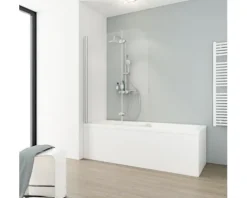 Badewannenaufsatz 2-teilig SCHULTE Komfort ExpressPlus 112 x 140 cm Klarglas Profilfarbe aluminium EP3353 01 50 140