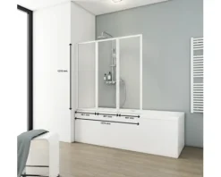 Badewannenaufsatz 3-teilig SCHULTE Komfort ExpressPlus 127 x 121 cm Klarglas Profilfarbe weiß EP1330 04 50