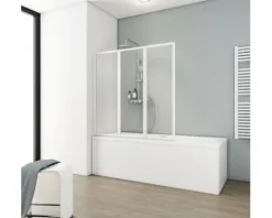 Badewannenaufsatz 3-teilig SCHULTE Komfort ExpressPlus 127 x 121 cm Klarglas Profilfarbe weiß EP1330 04 50