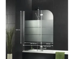 Badewannenaufsatz 2-teilig SCHULTE Komfort 112 x 140 cm Glasdekor Dezent Profilfarbe chromoptik D 2655-NWB 41 31 140