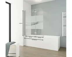 Badewannenaufsatz 2-teilig SCHULTE Komfort 112 x 140 cm Glasdekor Liane Profilfarbe chromoptik D3353 41 97 140