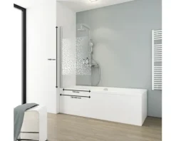 Badewannenaufsatz 1-teilig SCHULTE Komfort 80 x 140 cm Glasdekor Terrazzo Profilfarbe aluminium D1650 01 29 140