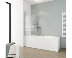 Badewannenaufsatz 1-teilig SCHULTE Komfort 80 x 140 cm Glasdekor Terrazzo Profilfarbe aluminium D1650 01 29 140