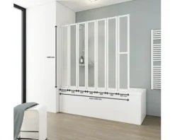Badewannenaufsatz 7-teilig SCHULTE Komfort 159 x 140 cm Glasdekor Tropfen Profilfarbe weiß D1317 04 01 140