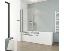 Badewannenaufsatz 2-teilig SCHULTE Komfort 115 x 140 cm Klarglas Profilfarbe aluminium D1653 01 50 140