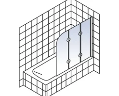 Badewannenaufsatz 3-teilig SCHULTE Komfort 125 x 140 cm Klarglas Profilfarbe aluminium D3354 01 50 1 140