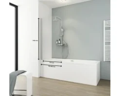 Badewannenaufsatz 1-teilig SCHULTE Komfort 80 x 140 cm Klarglas Profilfarbe aluminium D1650-EKS 01 50 140