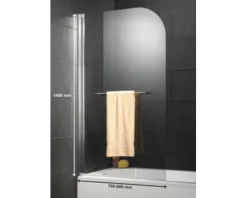 Badewannenaufsatz 1-teilig SCHULTE Komfort 80 x 140 cm Klarglas Profilfarbe aluminium D 2650-NWB 01 50 140