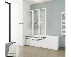 Badewannenaufsatz 3-teilig SCHULTE Komfort 151,8 x 140 cm Klarglas Profilfarbe weiß D1410 04 01 140