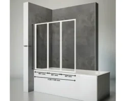 Badewannenaufsatz 3-teilig SCHULTE Komfort 127 x 140 cm Klarglas Profilfarbe weiß D1300 04 50 140
